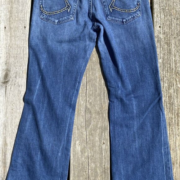 Vintage Rock & Republic Y2K Jean Size 30 Flared Low Rise Embroidered Button Fly - Picture 5 of 14